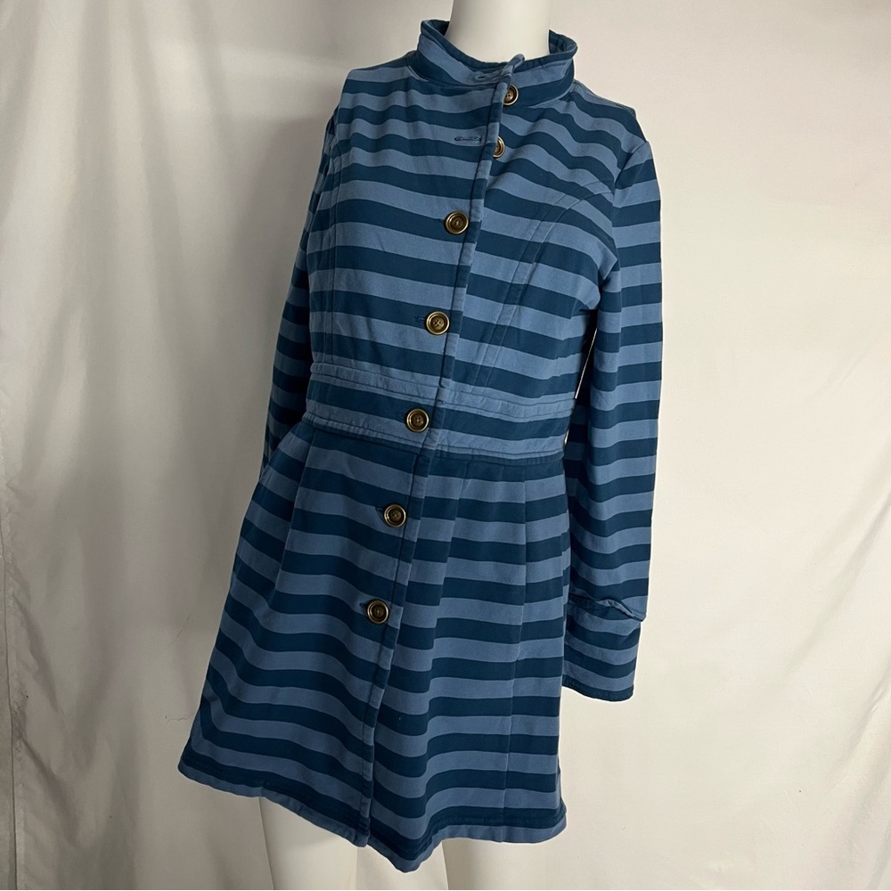 Matilda Jane Blue Striped Top Jacket with Collar Medium Buttons Pockets